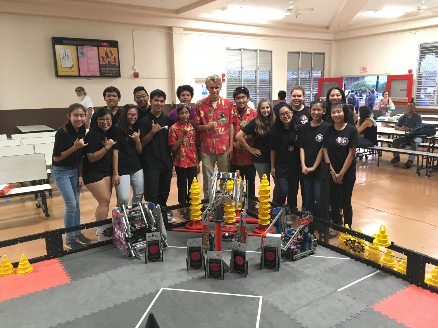 For the North Shore VEX Tournament, Sacred Hearts Academy teamed up with Waialua High School and Pearl City High School.