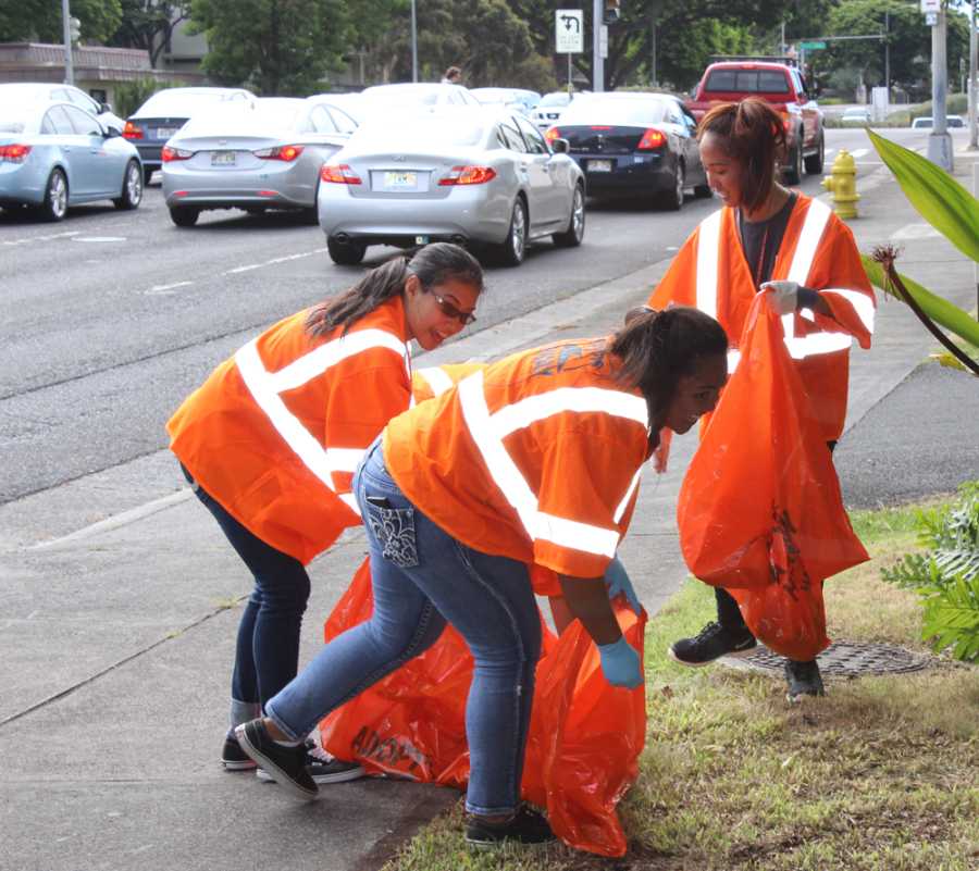 Members of Soroptimist club regularly clean Vineyard Boulevard as part of their volunteer service to the community. 