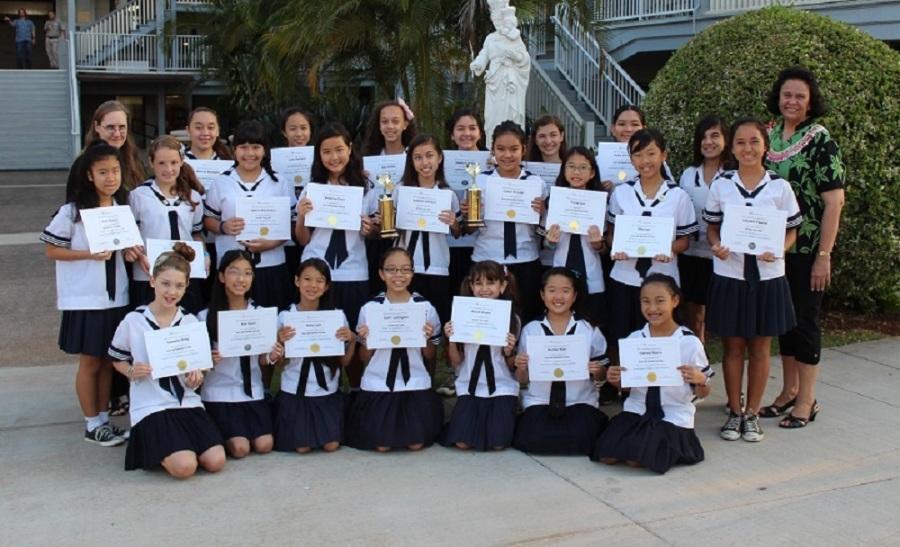 Middle school speech participants triumphed at the Sacred Hearts Festival in January, again earning trophies for the highest number of superiors and largest percentage of superiors.
