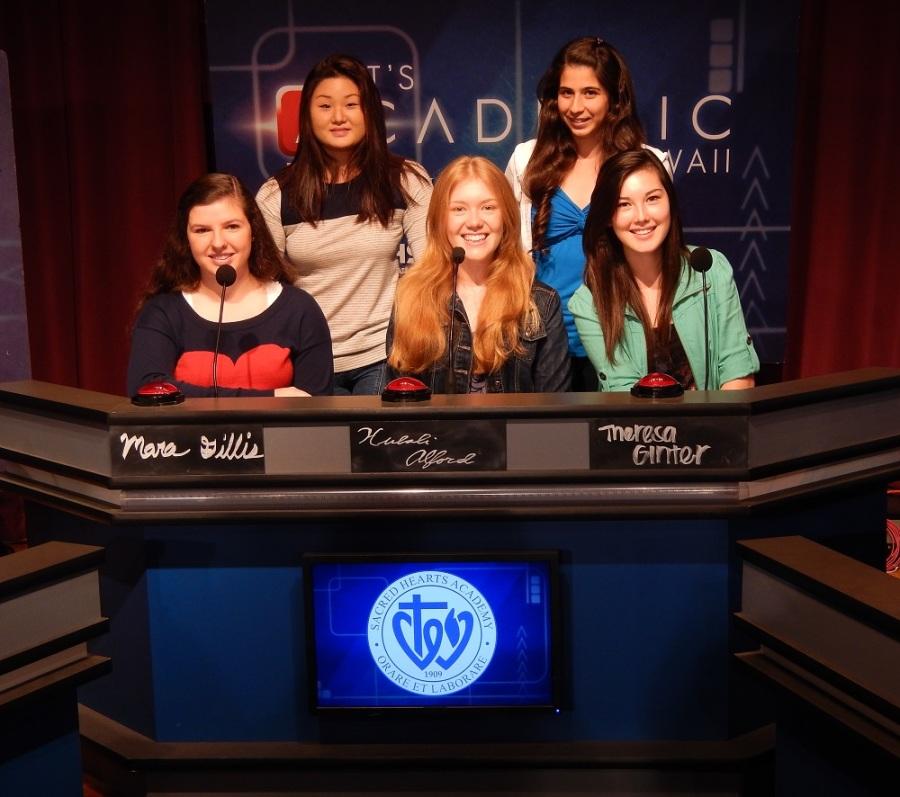 The Academy team of Mara Gillis, Annie Oh, Hulali Alford, Natalie Hajinelian and Theresa Ginter competed on KFVEs Its Academic, a high school competition featuring a variety of topics. 