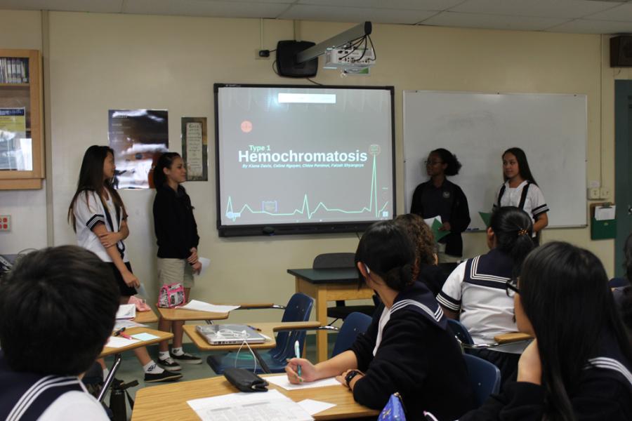 Biology classes show presentations about diseases