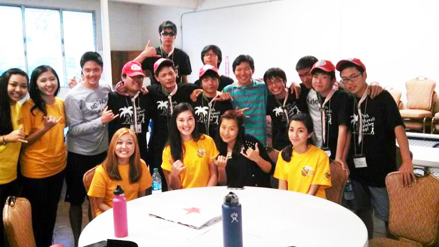 Leo club members helped Kamehameha Lions club welcome Osaka Scouts in their visit to Hawaii.