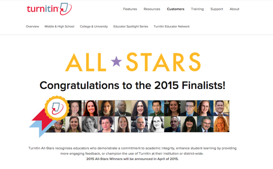 English chair finalist for educational web site Turnitin