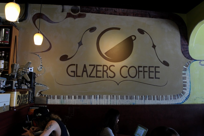 A creative mural inside of Glazer’s that combines the joy of music and coffee. Photo credit: Taylor McKenzie