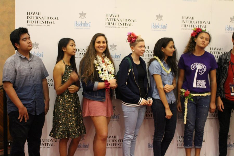 Senior Kayla Manz (third from left) at the 36th Annual Hawaii International Film Festival, where her documentary was featured.