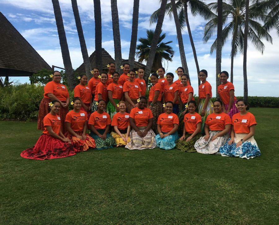 The Academys Hawaiian Chant and Dance students after a long day at the Lei O Lanikuhonua Hula Festival. 