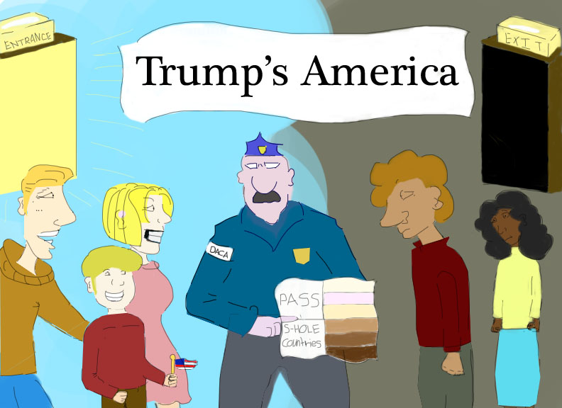 More than 800,000 American immigrants are being affected by recent policy changes made by
the Trump Administration. The Deferred Action for Childhood Arrivals (DACA) organization,
which is currently being phased out, allowed individuals who entered the country as minors to
receive a renewable two-year period of deferred action from deportation to be eligible for a work
permit. In an interview, President Donald Trump stated that more Norwegian immigrants, or
white Europeans, should apply for American citizenship. In contrast, immigrants from war-torn
countries, like Syria, are being refused refuge in America.