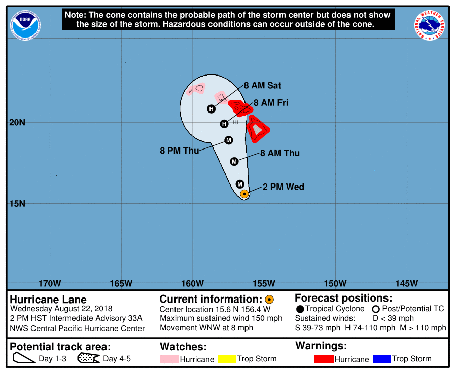 Sacred+Hearts+Academy+and+other+schools+around+the+state+close+due+to+category+4+Hurricane+Lane.+National+Oceanic+and+Atmospheric+Administration+%28NOAA%29+shows+the+track+of+the+hurricane+set+to+hit+Oahu+this+weekend.+Photo+courtesy+of+NOAA.+