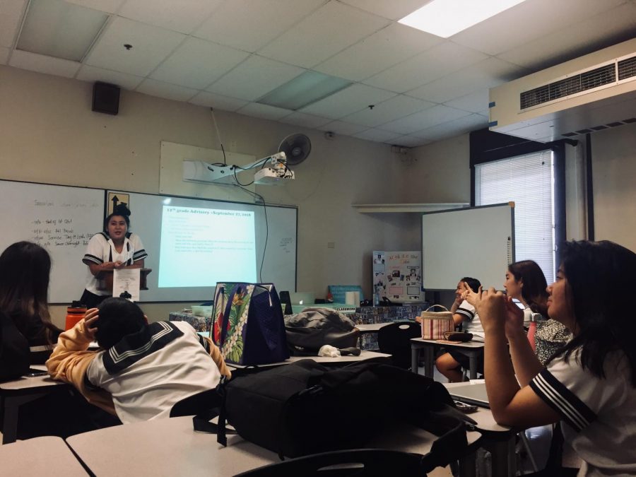 Seniors taking part in advisory and listening to their peers share their ideas on how they want their division to be remembered as. Photo courtesy of Ragelle Lumapas.
