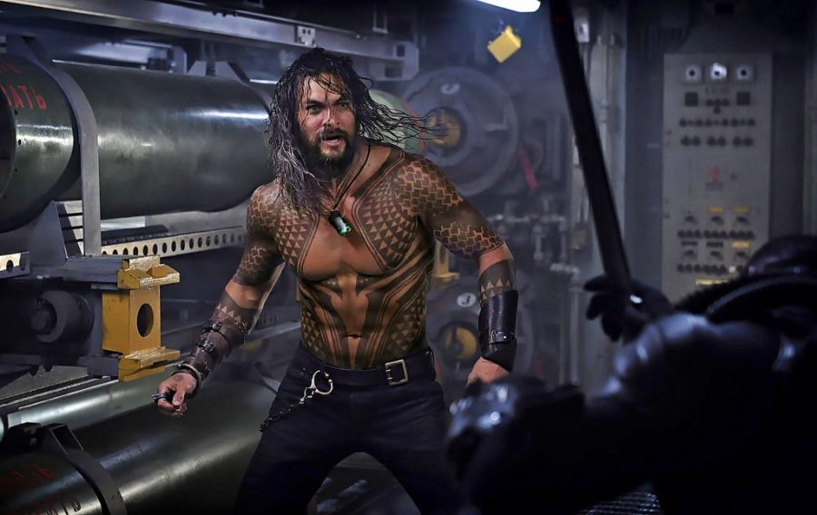 Aquaman surprises fans with his full body of tattoos during his fight scene with Black Manta. Photo courtesy of Flickr. 
