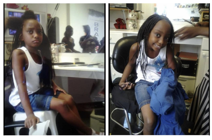 (From left to right) A before and after of my first time getting braids. Since then, I’ve learned how to prepare my hair for braids and maintain them. Photo courtesy of Marian Redd.