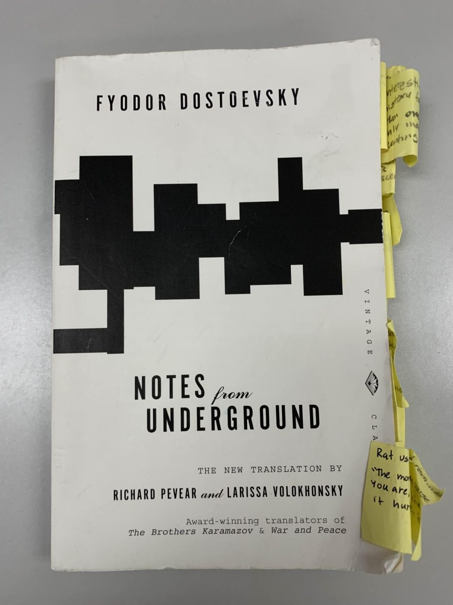 Notes From Underground a book written by Russian novelist Fyodor Dostoevsky. 
Picture taken by Katie Kaoihana.