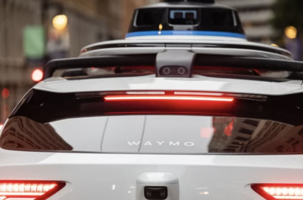 The exterior of a Waymo Autonomous Vehicle. 