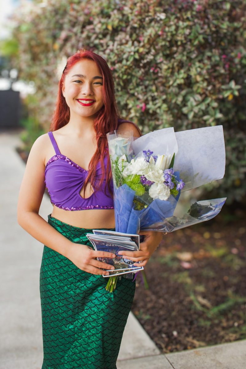 Freshman McKinnely Harris stars as Princess Ariel in this year’s “Little Mermaid Jr.” production at Sacred Hearts Academy. In her first year at the Academy, Harris took on the lead role in her first Mo‘olelo Studios production. She performed alongside students from several Oahu schools in the musical staged in the Academy's auditorium. Harris also appeared on KHON2’s morning show to promote the production, which featured immersive projections and drew families, alumnae and community members to campus for the under-the-sea performance.